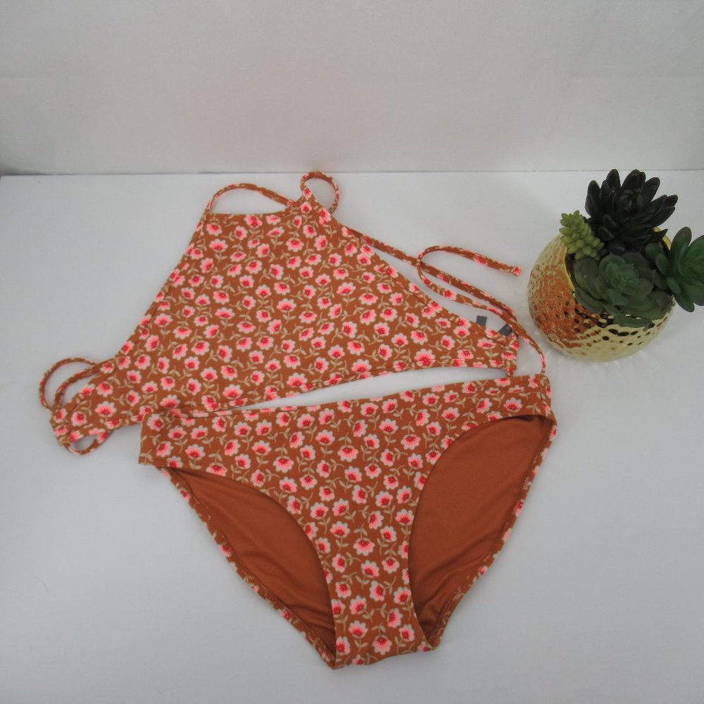 AERIE Brown Floral Bikini XS/Med - Picture 1 of 11